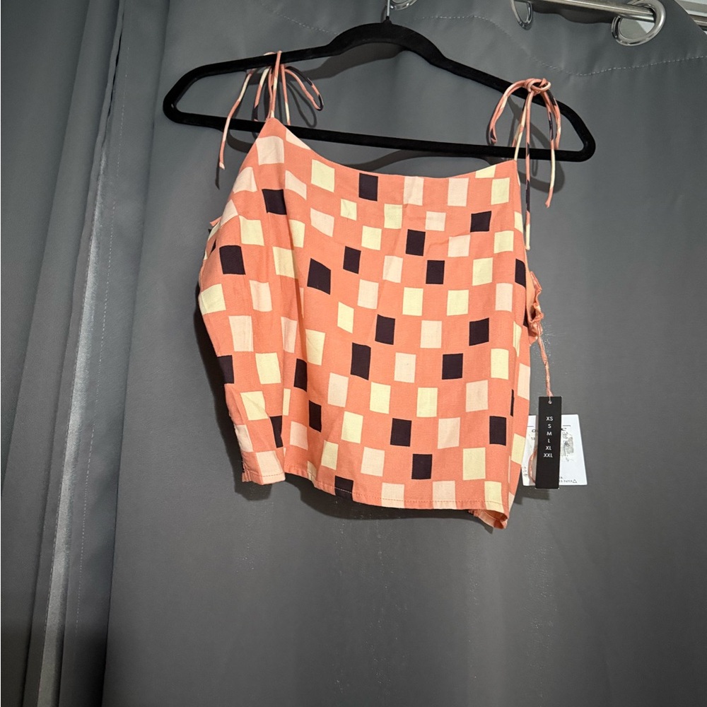 O’Neill Small Laura Cropped Tank Top Geometric Tie Spaghetti Straps size XL